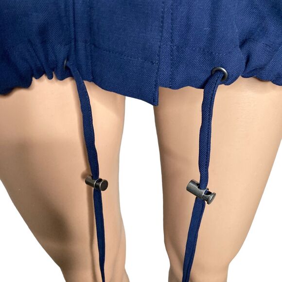 J Jill Jacket Womens Large Blue Zip Front Pockets Linen Blend Drawstrings - Picture 7 of 9